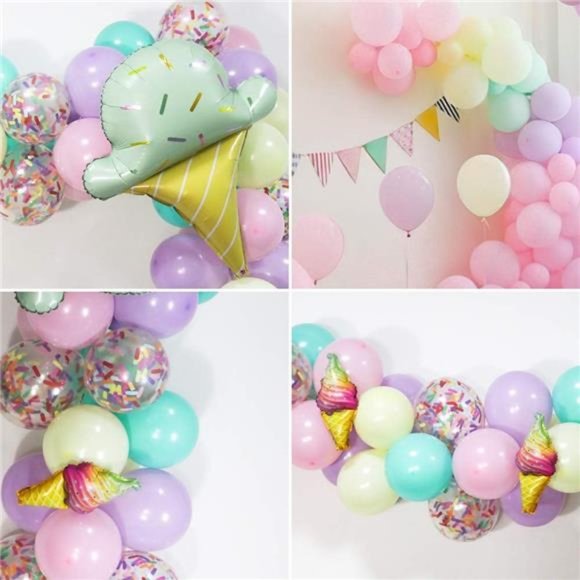 Sweet Ice Cream Party Balloon Arch Garland Pastel Macaron Popsicle Confetti Foil - Picture 5 of 6